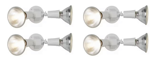 (case of 4) HALO PWT250WH Twin Flood Light fixture, White, weatherproof and corrosion resistant plastic, PAR Floodlight Fixture, White, Medium Base 