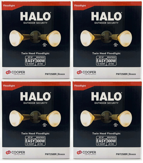 (case of 4) HALO PWT250BR Bronze Twin Flood Light fixture, weatherproof and corrosion resistant plastic, medium base, Twin Head PAR Flood Fixture, Bronze color 