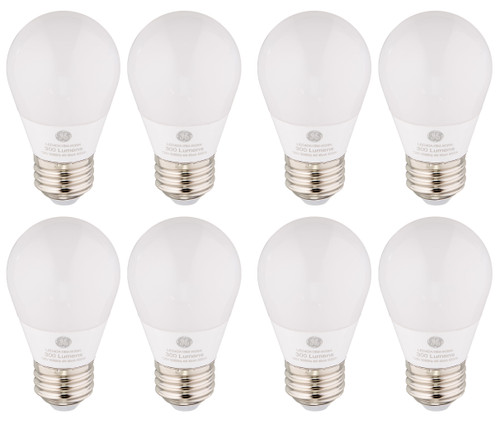 (8 bulbs) GE LED Daylight A15, 40 watt equivalent, 300 lumens, 5000K Daylight A15 Ceiling Fan/Appliance Light Bulb, frosted finish medium base, Dimmable 