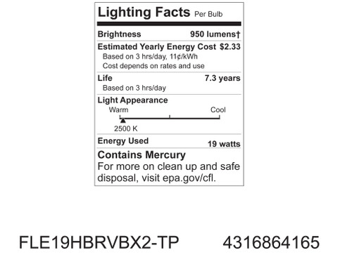 GE Lighting 64166 Reveal Bright from the Start CFL 20-Watt (75-watt replacement) A19 Light Bulb with Medium Base, 2-Pack