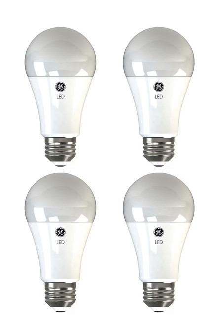 (case of 4) GE Lighting LED A19 Garage Door Opener Bulb, Frosted Soft White, 1490 Lumens, 14-Watts, rough service, heavy duty to withstand vibration and cooperate with garage door opener