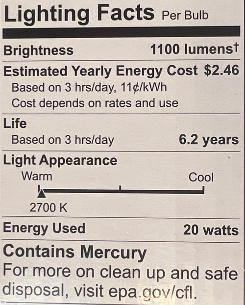GE Energy Smart Cfl Bulb Spiral, 20 Watt, 1100 Lumens, 55 lumens per watt,  2700K Energy Star, Frosted White, Bright from the Start
