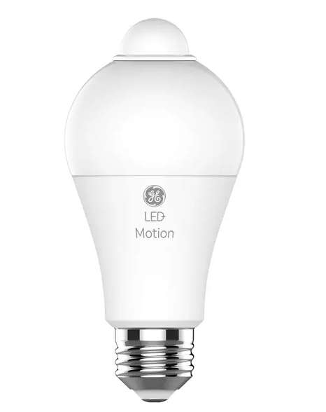 GE LED+ Motion Sensing LED Light Bulb, 12 watts, 1100 lumens, 75 watt replacement, warm white, lights automatically when motion is detected, LED A21 Light Bulb