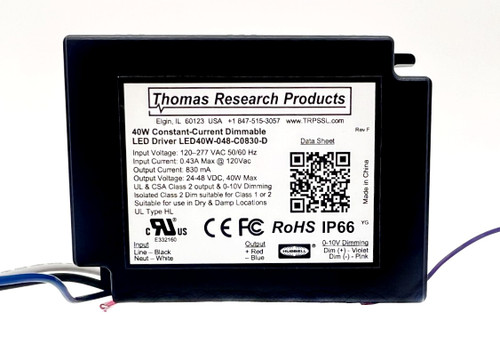 Hubbell Thomas Research LED40W-C0830-D Fixed Output Dimmable Switch Mode LED Driver, 40 watt