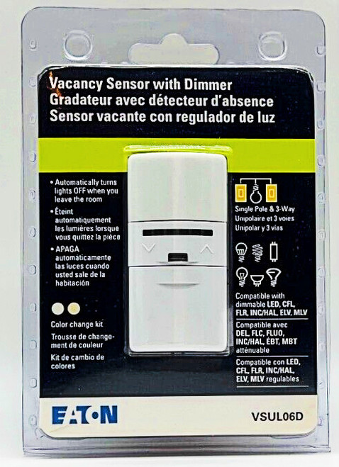 Eaton VSUL06D-C2-K-L Vacancy Sensor with Dimmer and Color Change Kit
