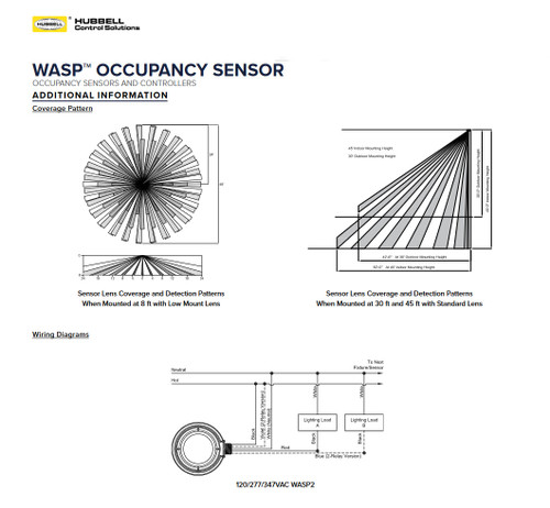 (case of 10) Hubbell Control Solutions WSPEM208 Wasp PIR Occupancy Sensor