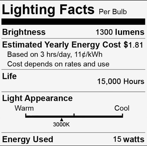 (4 bulbs) GE classic LED PAR38 Floodlight, 15 watt, 1300 lumen, warm white, outdoor wet rated, dimmable, medium base