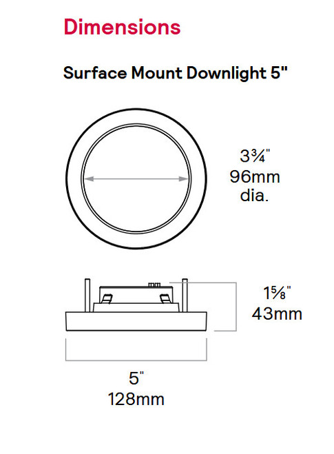 Philips Lightolier Indoor Surface Flush Mount Downlight LED, 5 inch, Round, Selectable lumen and color, Dimmable, 11 or 9 watt
