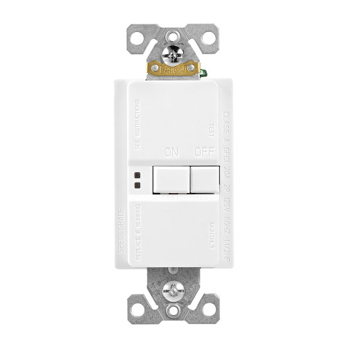 EATON Wiring GFCI Self-Test 20A -125V Blank Face Receptacle with Standard Size Wallplate, White