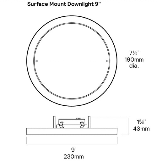 Lightolier LED surface mount downlight, 9 inch round, field selectable lumens (1200/900) and color temperature (2700K, 3000K, 3500K 4000K 5000K), 0-10V dimming, diffused lens,  SD9RSLMZ10SCTUW 