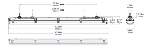 Philips Day-Brite LED Vapor Tight LED Light Fixture, 48 inch, VTS450L840-UN3-DIM, 44 watt, 5000 Lumens, 4000K Cool White, 120-347V, 0-10V Dimmable