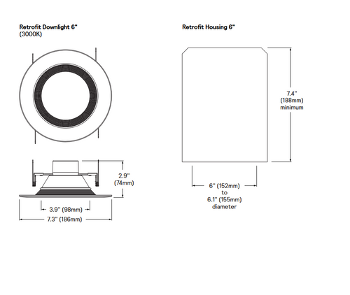 Signify Lightolier LED Retrofit Downlight, 6 inch round, 900 lumen, 10 watts, 3000K Color Temp, 120V, White