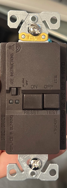 Eaton 20 Amp Self Test Blank Face GFCI,Two-pole,  three-wire, grounding, Brown, 125V, #14-#10, SGFDA20B 