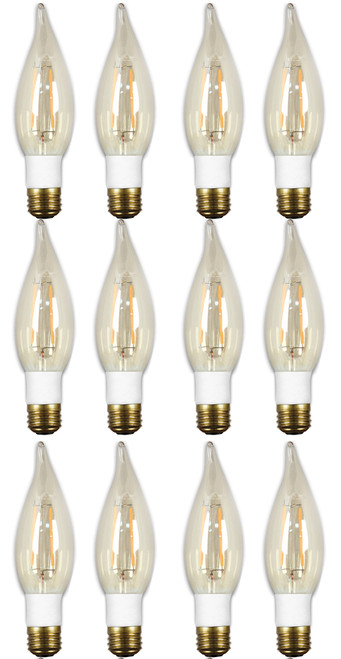 (case of 12 bulbs) GE LED Vintage Style Chandelier Light Bulb with Medium Base, 3-Watt, 300 lumens, 2500K warm white Dimmable, Bent-tip