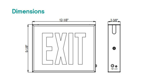 Signify Chicago  Approved CSE Series Exit Sign, CSEE1RWW,  LED Steel exit sign with battery, White with Red Letters, Chloride