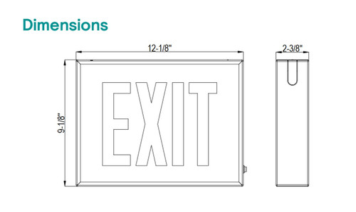 Signify Chicago  Approved CSE Series Exit Sign, CSE1RWW,  AC only, LED Steel exit sign, White with Red Letters, Chloride, 120/277VAC