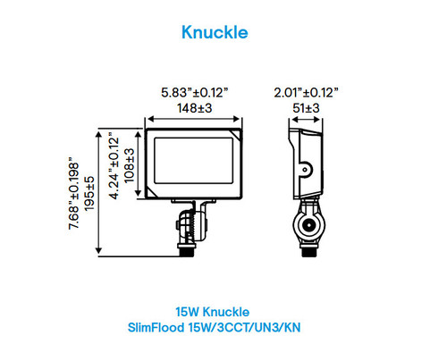 Keene SlimFlood LED Flood Light SF15-SCT-K-G2-10-BZ, field selectable color temperature (3000K, 4000K, 5000K), 15 watt, 2175 lumen, knuckle mount, bronze
