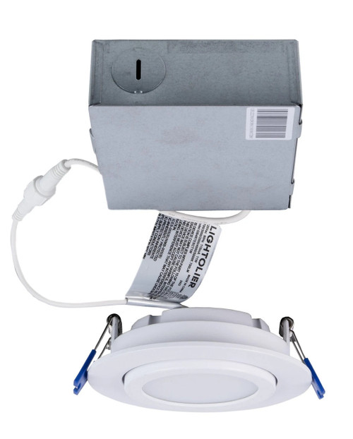 Lightolier LED  Gimbal Downlight, 4 inch round, 700 lumen, 11 watt, TRIAC dimming to 5 percent, Field Selectable Color Temperature, GB4R7ESCT1W, 120V, White
