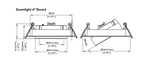 (case of 4) Lightolier LED  Gimbal Downlight, 4 inch round, 700 lumen, 11 watt, TRIAC dimming to 5 percent, Field Selectable Color Temperature, GB4R7ESCT1W, 120V, White