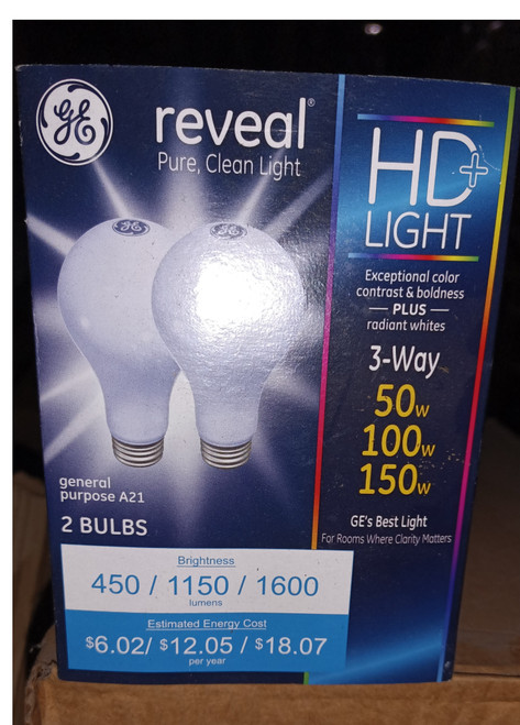(2pack) GE reveal A21 3 way 50/100/150, custom for Michael