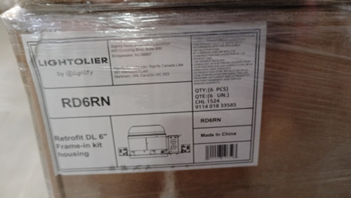 (case of 6) Lightolier RD6RN 6 inch Frame-In Kit Housing, Accessory for Retrofit and New Construction