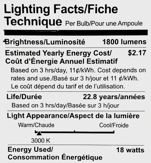 GE 75089 LED Lightbulb, PAR30LN, E26 Medium Base, 18 watt 1800 lumen, 3000K,  LED18P30LW83015