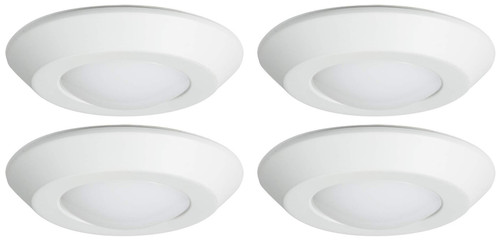 (case of 4) HALO 4 inch Backlit LED Surface Ceiling Mount Light, White Trim, 3000K Soft White, 600 lumens, 8 watts, BLD406930WHR