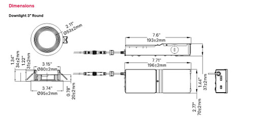 (case of 8) Lightolier LED Downlight, 3 inch round, Field Selectable Color Temperature, 400 lumens, 8 watts, TRIAC Dimming, IC rated, DL3R4ESCT1W