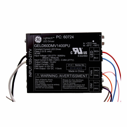 GE GELD60DMV1400PU 60724 Constant Current Led Driver, 120/277V, 15-44V, 1.4A, Lightech LED driver