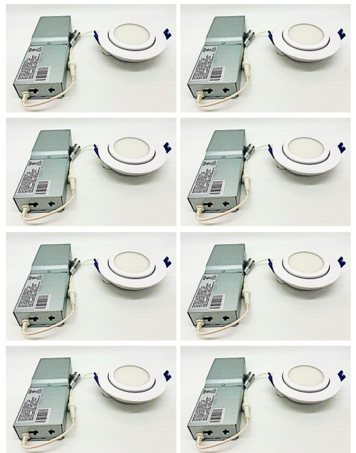 (case of 8) Lightolier LED 4 inch Round Gimbal Dual Select, 5CCT and Lumen Select, GB4RSLMZ10SCTUW LED, Dimmable, White Recessed Gimbal Accent Light