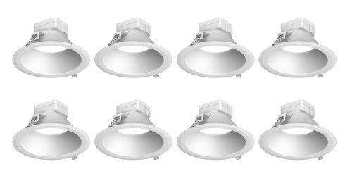 (case of 8) Hubbell Canless LED LiteBox Downlight, 8 inch round, 3000 lumen, warm white selectable (2700K, 3000K, 3500K) 90 CRI, 37 watt, Dimmable, 120-277V, Matte White, LBRST-8RD-M_30LWWCS9-WH