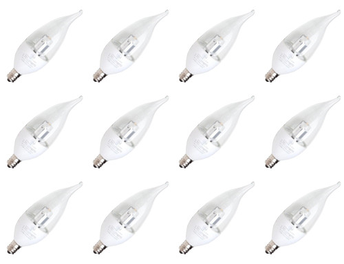 (case of 12) GE 75553 - Candle Tip LED Light Bulb, 4 watt, 250 lumen, Chandelier Bulb with Candelabra base, Dimmable, 2400K warm white