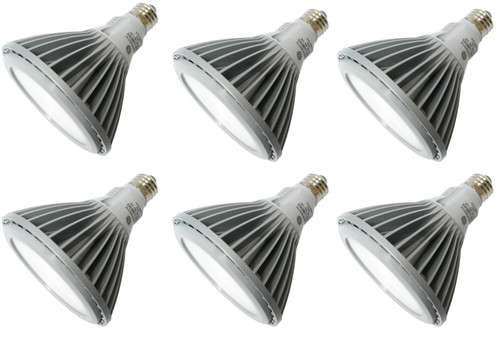 (case of 6) GE LED PAR38 - 14 watt, 840 Lumen, 40 Deg. Flood, 2700K Warm White, silver, medium base, dimmable