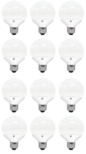 (case of 12 bulbs) GE Lighting 37906 LED G25 Decorative Bulb with Medium Base, 5-Watt, Soft White, Dimmable, 350 lumens 