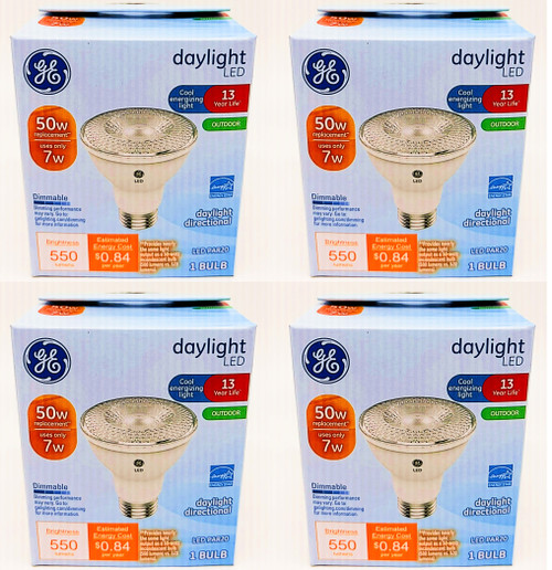 (case of 4) GE Outdoor LED Floodlight, PAR20 Bulb, 50W Equivalent, Daylight, Dimmable, 550 lumens,  7 watts 