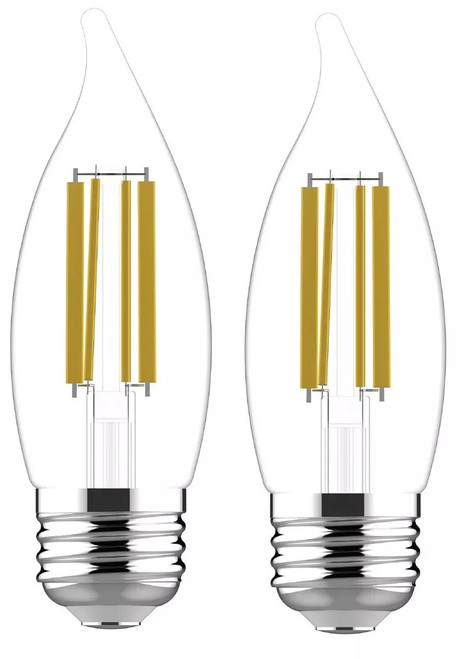 GE Ultrabright Decorative LED bulb, 7.5 watt, 810 lumens, soft white, medium base, dimmable, ultra bright and ultra beautiful (2 bulbs)