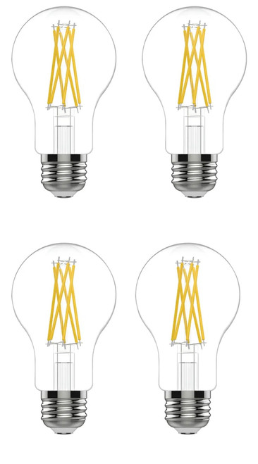 GE reveal LED A19, 100 watt equivalent, 11 watts 1140 lumens, HD Light, Dimmable, medium base, pure, clean reveal HD light (4 bulbs)