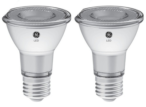 GE classic LED PAR20 Indoor Floodlight, 7 watts, 600 lumens,  Daylight, Dimmable, Medium base, 50 watt equivalent, (2 bulbs)