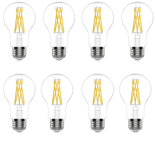 GE reveal LED A19, 100 watt equivalent, 11 watts 1140 lumens, HD Light, Dimmable, medium base, pure, clean reveal HD light (8 bulbs)