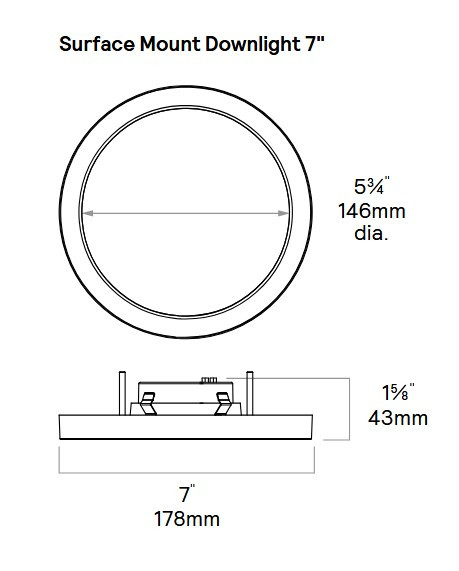 Lightolier LED Surface Mount Downlight, 7 inch round,  Field Selectable Lumens and Color Temperature, 0-10V Dimming, White, 120-277V, SD7RSLMZ10SCTUW (case of 6)