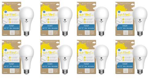 GE Lighting Sun Filled LED Light Bulb, 60 Watt Replacement, Daylight,  97 CRI, Medium Base, Dimmable (case of 8)
