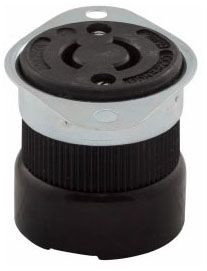 Eaton CWL220FO1 Wiring 20 Amp Flanged Outlet, NEMA L2-20, 250V, Black/White, Eaton safety grip locking flanged outlet, two pole, 20A, 250V