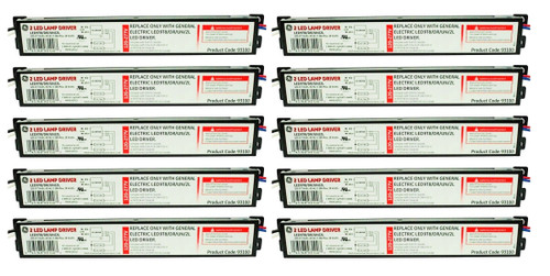 (case of 10) GE 93100 - 2 LED Lamp Driver, 18 watt 120/277 volt Electronic Non-Dimmable  (LED9T8/DR/UN/2L)