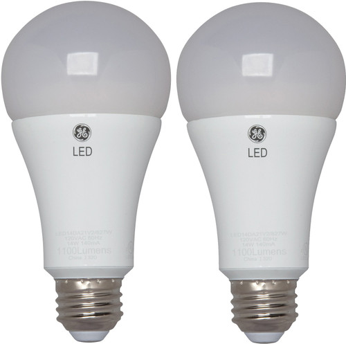 GE Lighting 66117 Dimmable LED A21 Light Bulb with Medium Base, 12-Watt, Daylight, 2-Pack