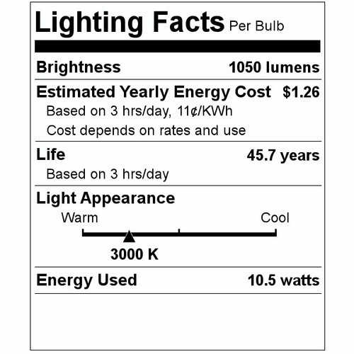 GE 92993 LED Light Bulb, 10.5 watt, 2 pin G24D, 3000K Natural White, Horizontal