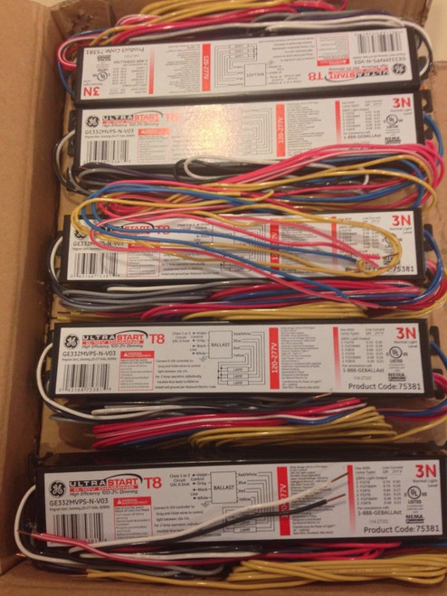 (Case of 10) GE 75381 0-10V UltraStart GE332MVPS-N-V03 - T8 Dimming Ballast