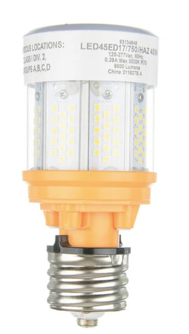 GE LED Omni-Directional Light Bulb for Hazardous locations, 45 watt, 7000 lumen, 5000K, 120-277V,  Type B, Medium base E26, LED45ED17/750/HAZ
