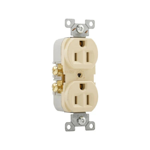 (case of 10) Eaton Wiring Devices CR15V Commercial Grade Straight Blade Duplex Receptacle with 15-Amp, 125-Volt, 5-15-NEMA Rating, Ivory