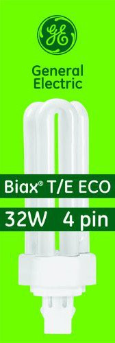 GE 97632 (25-Pack) F32TBX/841/A/ECO 32-Watt Energy Smart Ecolux Triple Tube Compact Fluorescent Light Bulb, 4100K, 2400 Lumens, 82 CRI, T4 Shape, 4-Pin GX23q-3 Base