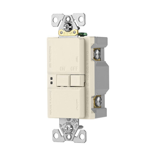 Eaton GFCI Self-Test 20A -125V Blank Face Receptacle with Standard Size Wallplate, Light Almond